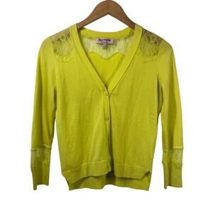 Juicy Couture Cardigan Women XS Yellow Lace Button Up Y2K Career Business Casual